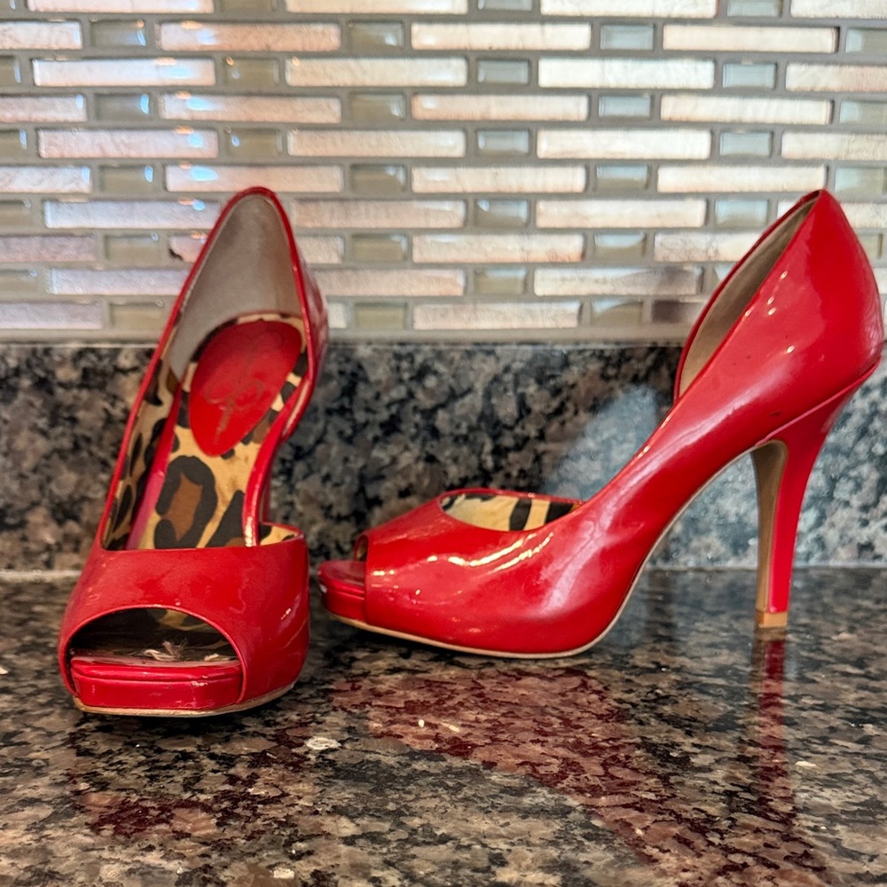 Jessica Simpson Vibrant Red Peep-Toe Heels